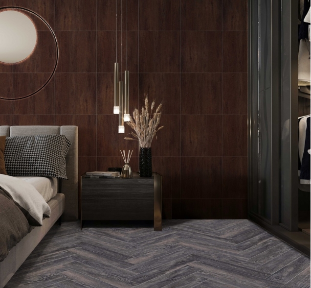 Виниловый ламинат SPC "Cronafloor" Herringbone Дуб Бордо (640*128*4,5 мм) — купить в Благовещенске