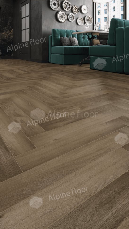 Ламинат "Alpine Floor" Herringbone 12 PRO Дуб Анжу (606*101*12 мм) — купить в Благовещенске